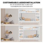 KINGSTON SLUMBER Single Bunk Bed Frame, Solid Pine 2-in-1 Modular Design, White - Image 8