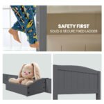 KINGSTON SLUMBER Single Bunk Bed Frame, Solid Pine 2-in-1 Modular Design Convert to 2 Single Beds, Grey - Image 6