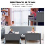 KINGSTON SLUMBER Single Bunk Bed Frame, Solid Pine 2-in-1 Modular Design Convert to 2 Single Beds, Grey - Image 8