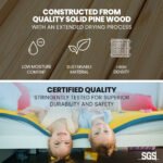 Kingston Slumber Single Bunk Bed Frame Solid Pine Wood Timber, Modular Design, White - Image 4