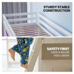 Kingston Slumber Wooden Kids Single Loft Bed Frame - Hiding Space Underneath with Interchangeable Pink and Blue Curtains - Image 5