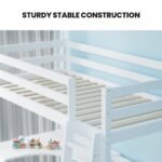 KINGSTON SLUMBER Wooden Kids Single Loft Bed Frame with Desk - White - Image 5