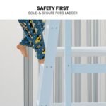 KINGSTON SLUMBER Wooden Kids Single Loft Bed Frame with Desk - White - Image 9