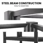 Gaming Loft Bed with Desk and Storage Cabinet, Steel Metal Frame, Space Saving Design, for Single Mattress, Matte Dark Grey - Image 3