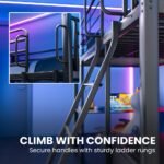 Gaming Loft Bed with Desk and Storage Cabinet, Steel Metal Frame, Space Saving Design, for Single Mattress, Matte Dark Grey - Image 4