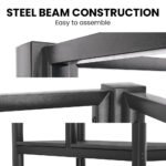 Gaming Loft Bed with Desk, Gridwall, Steel Metal Frame, Space Saving Design, for Single Mattress, Matte Dark Grey - Image 3