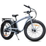 VALK Electric Fat Tyre Cruiser Bike, eBike with Throttle, Tektro Hydraulic Brakes, Blue