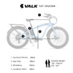 VALK Electric Fat Tyre Cruiser Bike, eBike with Throttle, Tektro Hydraulic Brakes, Blue - Image 10