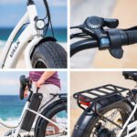VALK Electric Fat Tyre Cruiser Bike, Step-Through eBike with Throttle, Tektro Hydraulic Brakes, White - Image 9
