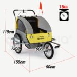 Tag-along Kids Bike Trailer Bicycle Pram Stroller Children Jogger Yellow - Image 2