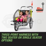 Tag-along Kids Bike Trailer Bicycle Pram Stroller Children Jogger Yellow - Image 5