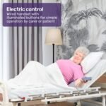 EQUIPMED Electric 8 Function Medical Bed , w/ Mattress & Over Bed Table, Adjustable Back and Leg Lifting, Lateral Tilting, Commode Bowl, IV Pole - Image 3
