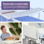 EQUIPMED Electric 8 Function Medical Bed , w/ Mattress & Over Bed Table, Adjustable Back and Leg Lifting, Lateral Tilting, Commode Bowl, IV Pole - Image 5