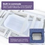 EQUIPMED Electric 8 Function Medical Bed , w/ Mattress & Over Bed Table, Adjustable Back and Leg Lifting, Lateral Tilting, Commode Bowl, IV Pole - Image 8