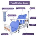 EQUIPMED Electric 8 Function Medical Bed , w/ Mattress & Over Bed Table, Adjustable Back and Leg Lifting, Lateral Tilting, Commode Bowl, IV Pole - Image 14