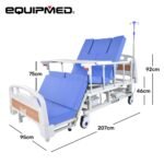 EQUIPMED Electric 8 Function Medical Bed , w/ Mattress & Over Bed Table, Adjustable Back and Leg Lifting, Lateral Tilting, Commode Bowl, IV Pole - Image 15