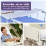 EQUIPMED 4 Function Medical Bed, w/ Mattress & Over Bed Table, Easy Manual Adjustable Back and Leg Incline, IV Pole - Image 3