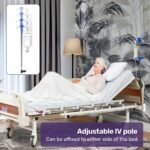 EQUIPMED 4 Function Medical Bed, w/ Mattress & Over Bed Table, Easy Manual Adjustable Back and Leg Incline, IV Pole - Image 4