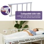EQUIPMED 4 Function Medical Bed, w/ Mattress & Over Bed Table, Easy Manual Adjustable Back and Leg Incline, IV Pole - Image 7