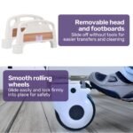 EQUIPMED 4 Function Medical Bed, w/ Mattress & Over Bed Table, Easy Manual Adjustable Back and Leg Incline, IV Pole - Image 9