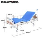 EQUIPMED 4 Function Medical Bed, w/ Mattress & Over Bed Table, Easy Manual Adjustable Back and Leg Incline, IV Pole - Image 11