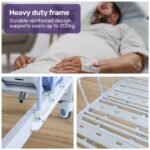 EQUIPMED 7 Function Medical Bed, w/ Mattress & Over Bed Table, Adjustable Back and Leg Lifting, Lateral Tilting, Commode Bowl, IV Pole - Image 3