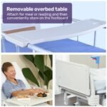 EQUIPMED 7 Function Medical Bed, w/ Mattress & Over Bed Table, Adjustable Back and Leg Lifting, Lateral Tilting, Commode Bowl, IV Pole - Image 4
