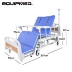 EQUIPMED 7 Function Medical Bed, w/ Mattress & Over Bed Table, Adjustable Back and Leg Lifting, Lateral Tilting, Commode Bowl, IV Pole - Image 15