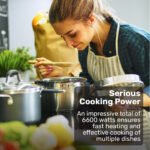 EuroChef 60cm 4 Zone Ceramic Cooktop, 6600W Electric, FlexiZone Adjustable Size Hobs, Touch Controls - Image 6