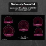 EuroChef 90cm 5 Zone Ceramic Cooktop, 8900W Electric, FlexiZone Adjustable Size Hobs, Touch Controls - Image 4