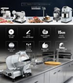 EUROCHEF 8 Inch Commercial Meat Slicer 280W Electric Food Cutting Machine, Deli Shaver Cutter 200mm - Image 3