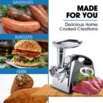 EUROCHEF Electric Meat Grinder, Stainless Steel Mincer Sausage Filler Kibbe Maker, Black - Image 2
