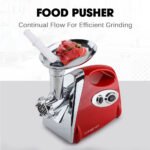 EUROCHEF Electric Meat Grinder, Stainless Steel Mincer Sausage Filler Kibbe Maker, Red - Image 5