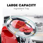 EUROCHEF Electric Meat Grinder, Stainless Steel Mincer Sausage Filler Kibbe Maker, Red - Image 6