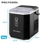 POLYCOOL Portable Ice Maker Machine, Automatic, 12kg/day,  Auto Clean, with Scoop and Removable Basket, Black - Image 12
