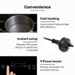 EUROCHEF Double Induction Cooktop, 9 Heat Levels, Fast Electric Portable Cooker, Touch Controls, Standard 10A Power Plug - Image 7