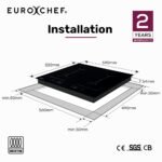 EuroChef 60cm 4 Zone Induction Cooktop, 7200W Electric, Dual Link Bridged Zone Hobs, Touch Controls - Image 2