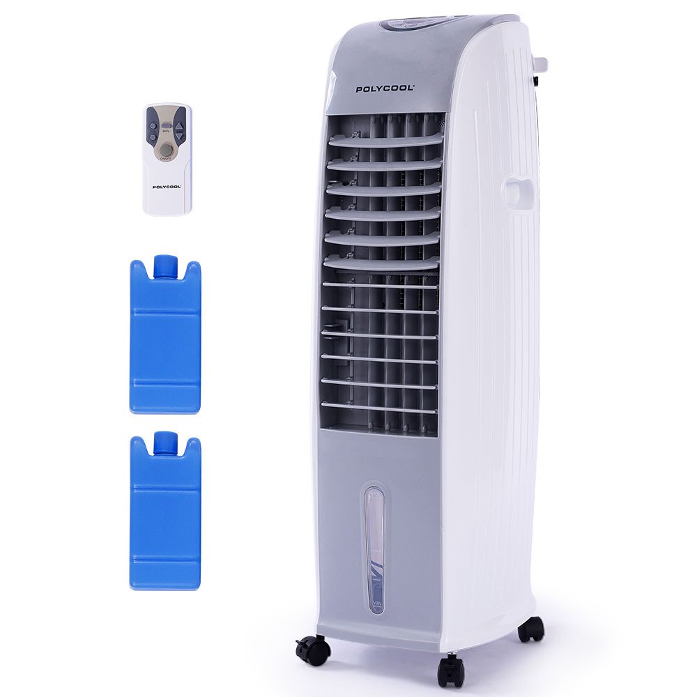 V219-COLECLPYD4GA-73844-00.jpg POLYCOOL 8L Portable Evaporative Air Cooler 24 Hour Timer 4 in 1 Cooling Fan, Grey and White - Image 1