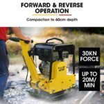 BAUMR-AG 185kg Reversible Vibratory Plate Compactor, Commercial 9HP 270cc, 500x700mm, Wheel Kit, for Sand Soil Gravel Asphalt (BCX-950) - Image 3