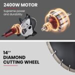 BAUMR-AG 2400W Electric Concrete Saw 355mm Demolition Cutter Wet Dry Demo Tool Circular Cutting - Image 2