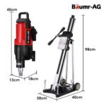 BAUMR-AG 3200W 300mm Wet/Dry Core Drill w/ Wheeled Rig Stand Combo, for Concrete Coring Hole Drilling - Image 2