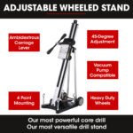 BAUMR-AG 3200W 300mm Wet/Dry Core Drill w/ Wheeled Rig Stand Combo, for Concrete Coring Hole Drilling - Image 5