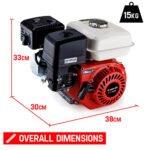 Baumr-AG 6.5HP Petrol Stationary Engine Motor 4-Stroke OHV Horizontal Shaft Recoil Start - Image 5