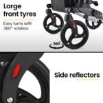 EQUIPMED Foldable Aluminium Walking Frame Rollator with Bag and Seat, Silver - Image 8