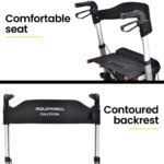EQUIPMED Foldable Aluminium Walking Frame Rollator with Bag and Seat, Silver - Image 9
