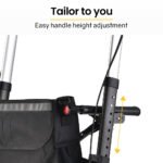 EQUIPMED Foldable Aluminium Walking Frame Rollator with Bag and Seat, Titanium Colour - Image 4