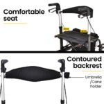 EQUIPMED 2-in-1 Foldable Aluminium Walking Frame Rollator and Transit Wheelchair with Bag, Titanium colour - Image 10