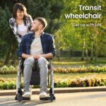 EQUIPMED 2-in-1 Folding Rollator Wheelchair Adjustable Mobility Walker w/ Park Brakes & Bag, Silver - Image 4