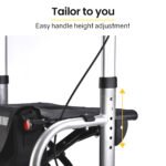 EQUIPMED 2-in-1 Folding Rollator Wheelchair Adjustable Mobility Walker w/ Park Brakes & Bag, Silver - Image 5