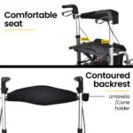 EQUIPMED 2-in-1 Folding Rollator Wheelchair Adjustable Mobility Walker w/ Park Brakes & Bag, Silver - Image 10